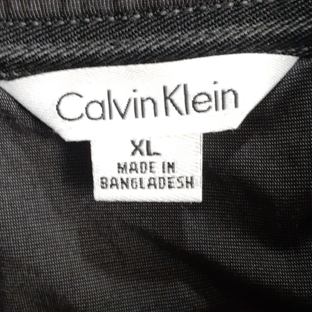 Calvin Klein Men's Color Block Black & Gray 3/4 Button Down Ribbed Sweater